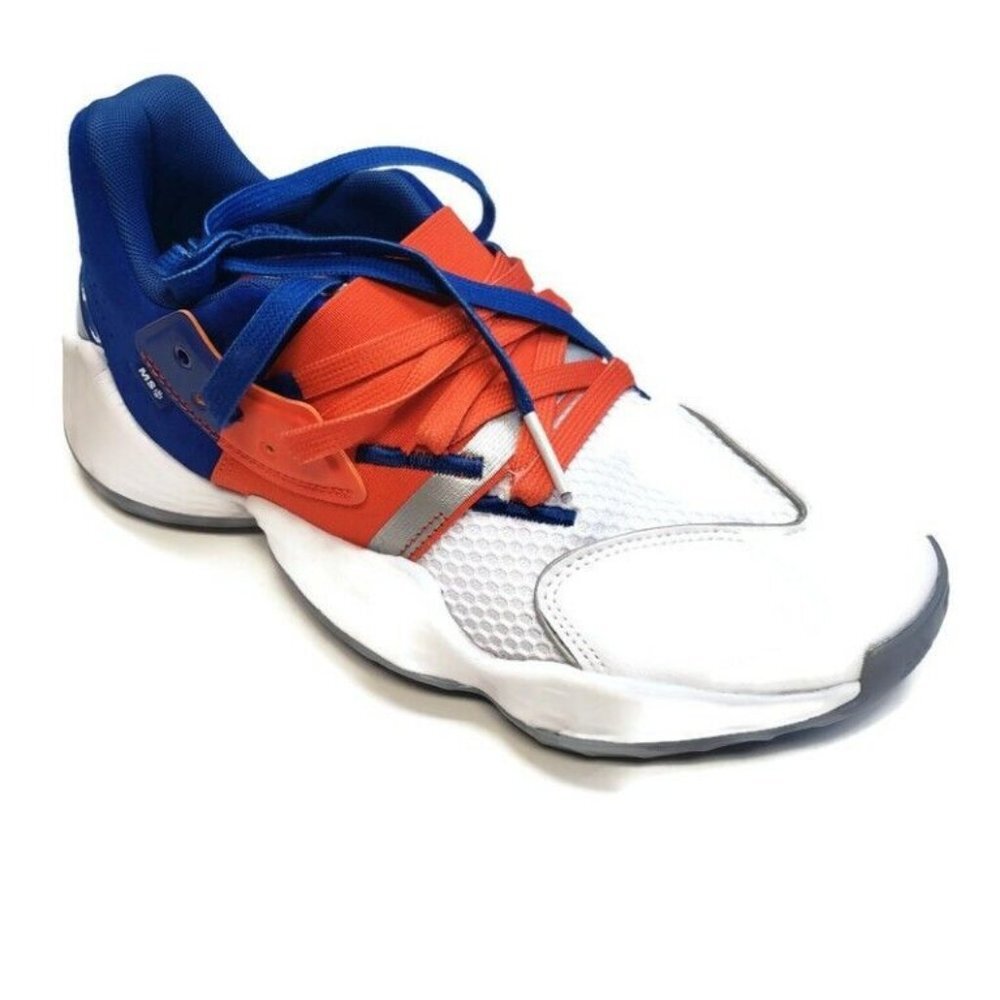 Adidas Mens White, Blue, and Orange Athletic Shoes like new size 8